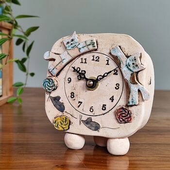 Cute Cats Ceramic Table Top Small Clock, 2 of 8