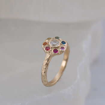 'Iridiana' Rainbow Sapphire Halo Engagement Ring, 5 of 7