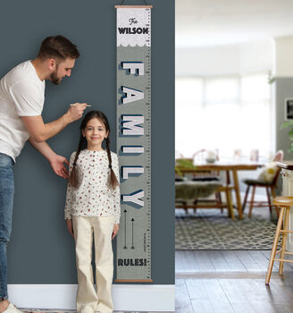 Personalised 6ft 'Our Family Rules!' Canvas Height Chart, 2 of 8
