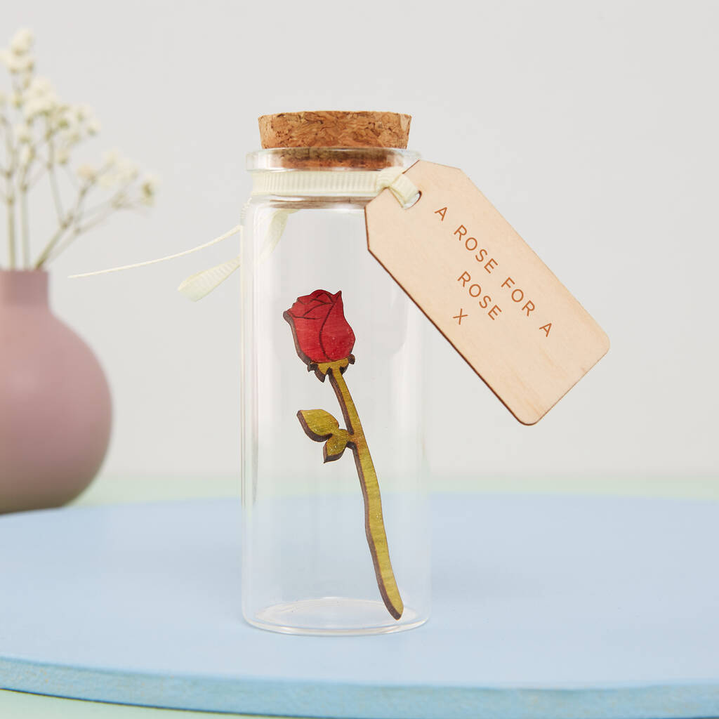 Miniature Rose In A Bottle With Personalised Message, 1 of 5