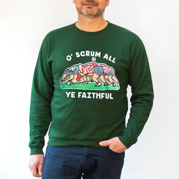 Funny Rugby Unisex Christmas Jumper, 2 of 9