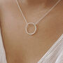 Silver Open Hammered Circle Pendant Necklace, thumbnail 2 of 3