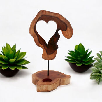 Heart Shaped Candle Holder Wooden Tealight Holder, 2 of 3