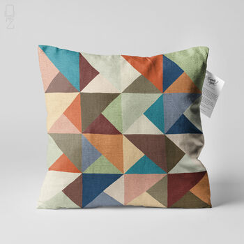 Multicoloured Geometric Lumbar Block Print Cushion Cover, 5 of 12