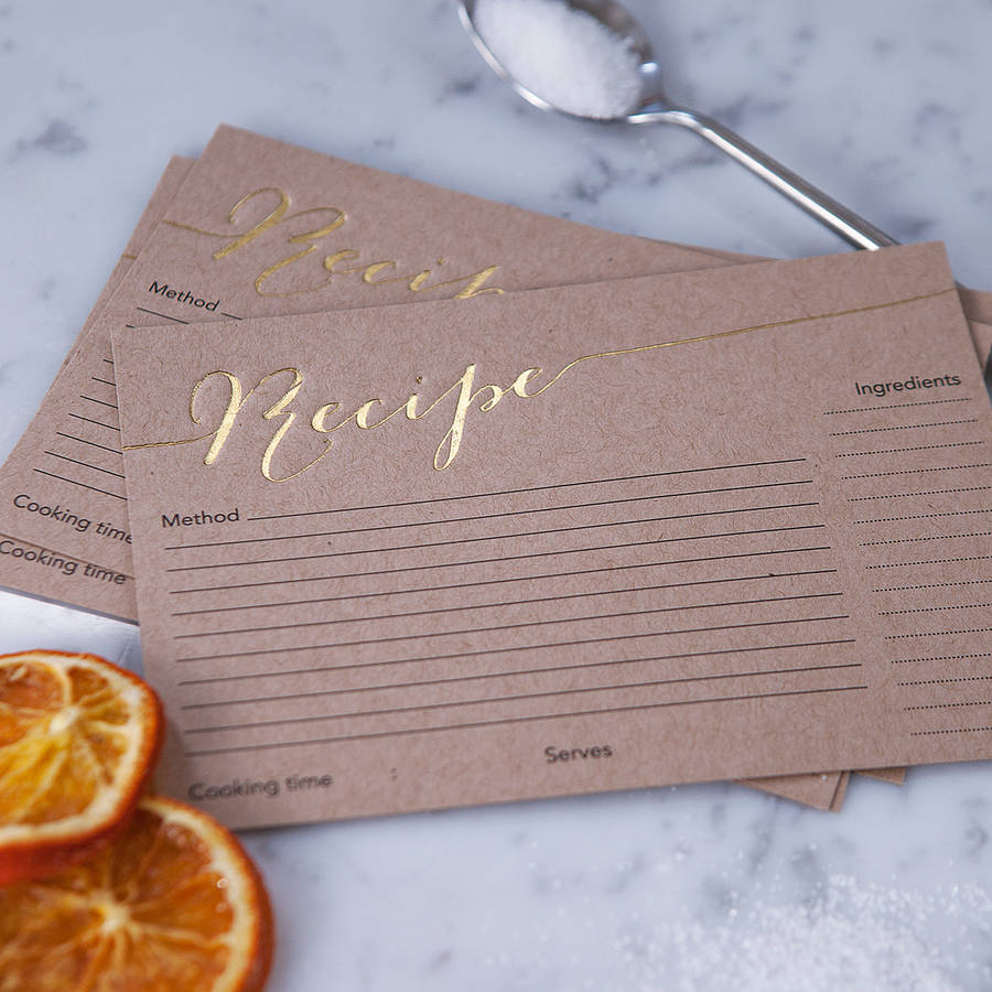 Set Of Hand Pressed Foil Recipe Cards, 1 of 3