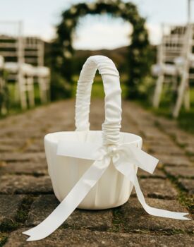 Flower Girls Satin Petal Basket, 2 of 4