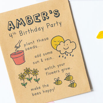 10 Happy Bee Wildflower Seed Birthday Party Favours, 5 of 6