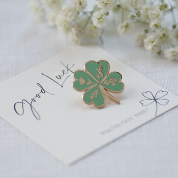 Four Leaf Clover Lucky Enamel Pin, 2 of 12