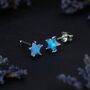 Sterling Silver Blue Opal Star Stud Earrings, thumbnail 5 of 10