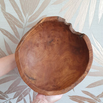 Small Teak Root Table Bowl 30cm Handcrafted Wood Design, 2 of 10