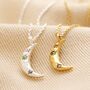 Crystal Crescent Moon Hammered Pendant Necklace, thumbnail 1 of 11