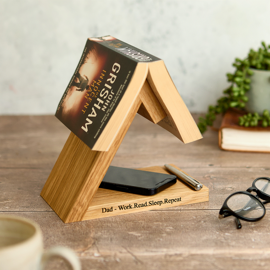 Personalised Book Stand In Solid Oak – Gift For Book Lovers, 2 of 12