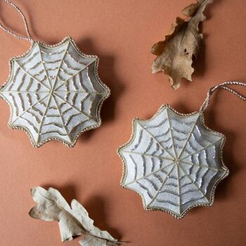 Irish Linen Spider’s Web Halloween Christmas Decoration, 5 of 7