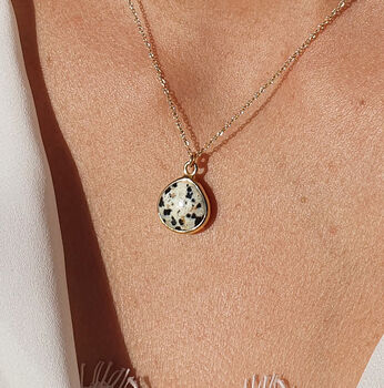 Gold Vermeil Plated Dalmatian March Birthstone Necklace, 2 of 5