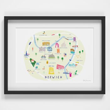 Map Of Norwich City, Norfolk Illustrated Art Print, 2 of 4