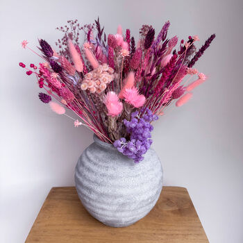 Bright Pink And Purple Dried Flower Bouquet, 8 of 9