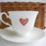 Teapot, Sugar And Cream Jug, Blue Or Red Heart Design, thumbnail 6 of 6