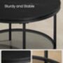 Coffee Table Marble Round Tempered Glass Storage Shelf, thumbnail 5 of 12