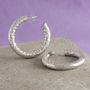 Thick Hammered Hoop Earrings In Gold Plate And Silver, thumbnail 4 of 6