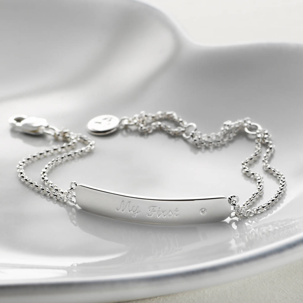 baby's first diamond christening bracelet by molly brown london