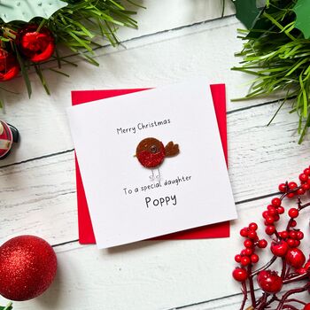 Little Robin Personalised Christmas Card, 4 of 4