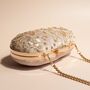 Disha Cream Velvet Oval Embroidered Clutch, thumbnail 6 of 6