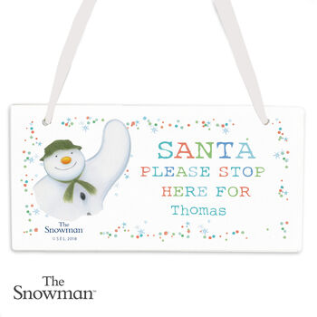 Personalised The Snowman Let It Snow Santa Stop Here Wooden Sign, 3 of 3