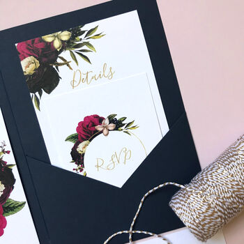 Retro Roses Wedding Stationery // Floral Wedding Invite, 5 of 9