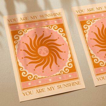 You Are My Sunshine, Boho Celestial Sun Art Print, 2 of 3