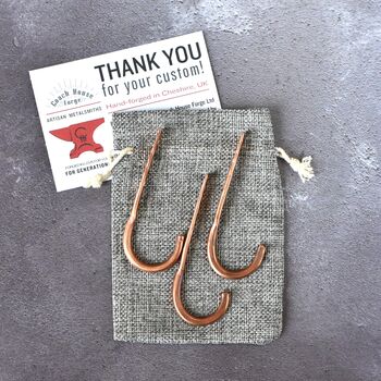 Solid Copper Hooks Hammered Metal Diy Fixing, 8 of 9