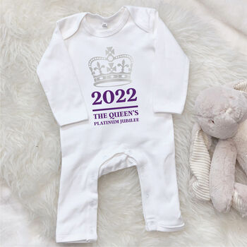 Platinum Jubilee Babygrow With Silver Crown, 3 of 5