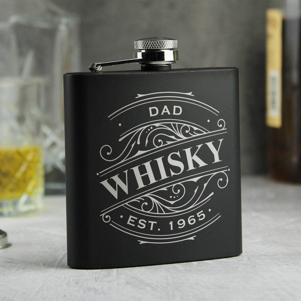 Personalised Spirit Black Hip Flask By Bennies