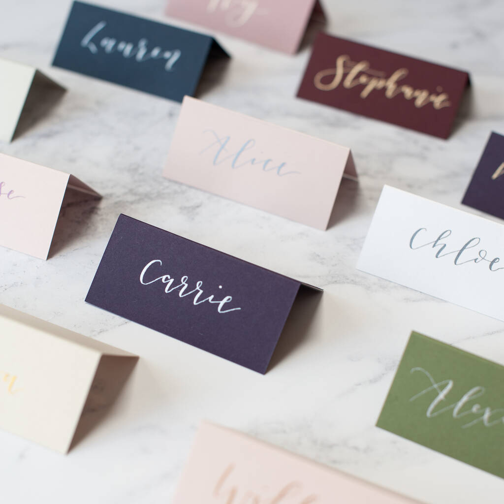 Calligraphy Wedding Place Setting Name Cards By White Olive Design
