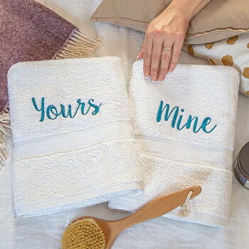 Personalised Bath Towel Set For Couples, 4 of 12