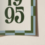 Personalised Birth Year Print With Checkerboard Frame, thumbnail 7 of 12