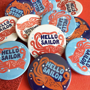 Cheeky Hello Sailor Nautical Pirate Badges, 5 of 5