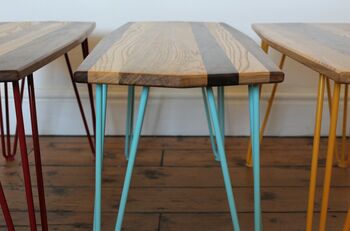 Hairpin Leg Coffee Table Long Ash Oak Walnut Stripe, 5 of 12