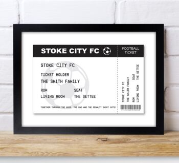 Personalised Football Ticket A4 Black Framed Print, 2 of 4