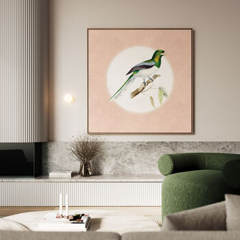 Giant Trogon Moon Art Print – Vintage Japandi Style – Range Of Colours, 4 of 8