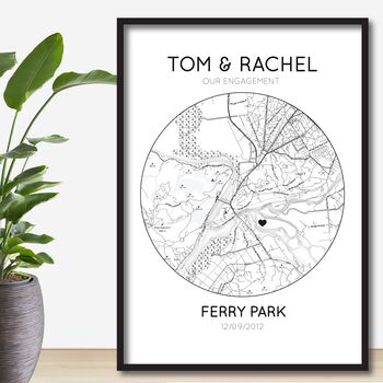 Personalised Engagement Gift, Proposal Map Print, 2 of 4