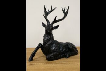 30cm Sitting Stag Bronze Effect Ornament Figurine Gift, 7 of 8