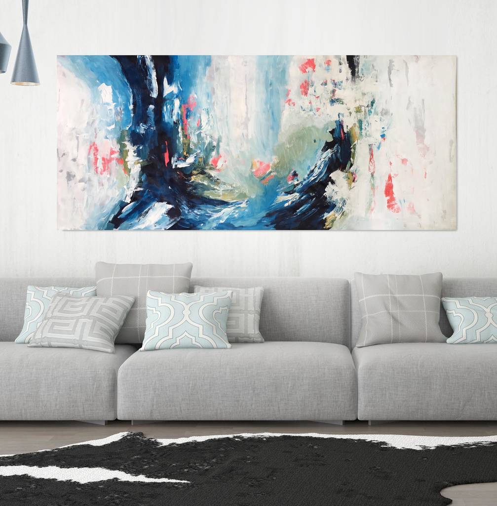 A Large Vibrant Original Abstract Painting On Canvas By Abstract House ...