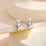 Sterling Silver Moon Phase Moonstone Screw Back Earrings, thumbnail 2 of 12