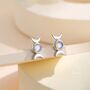 Moon Phase Moonstone Screw Back Earrings, thumbnail 2 of 11