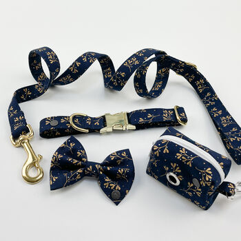 Navy Mistletoe Dog Collar, 4 of 12