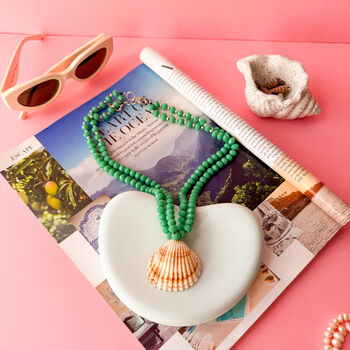 Green Beaded Shell Necklace, 7 of 7