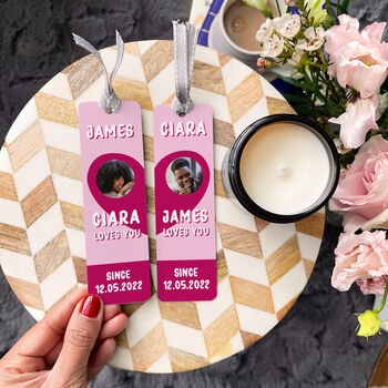 Personalised Couple's Matching Photo Metal Bookmark Set, 2 of 4
