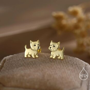 Sterling Silver West Highland Terrier / Westie Stud Earrings, 5 of 12
