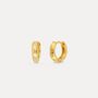 Mens Gold Plated 925 Silver Hammered Hoop Earring, thumbnail 2 of 12