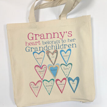Personalised Grandma's Heart Canvas Bag, 4 of 9
